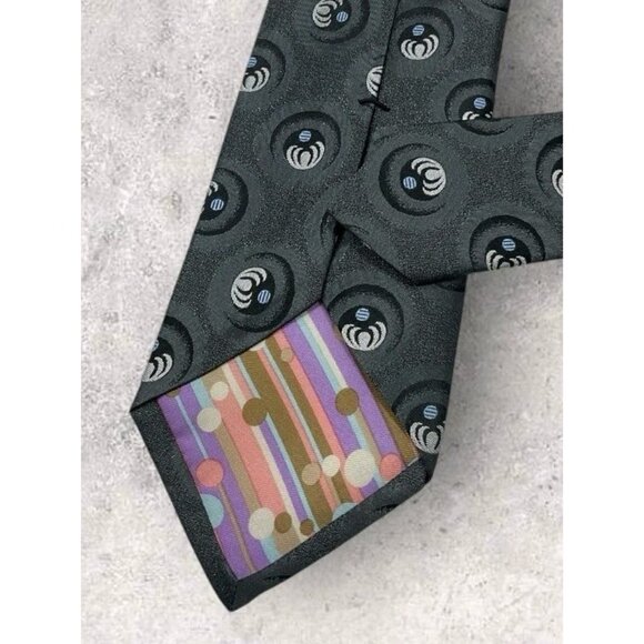 TED BAKER Silk Tie USA Gray Geometric W:3.5" EUC - Picture 5 of 6
